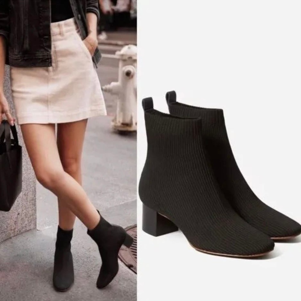 Everlane The Glove Black Knit Boots